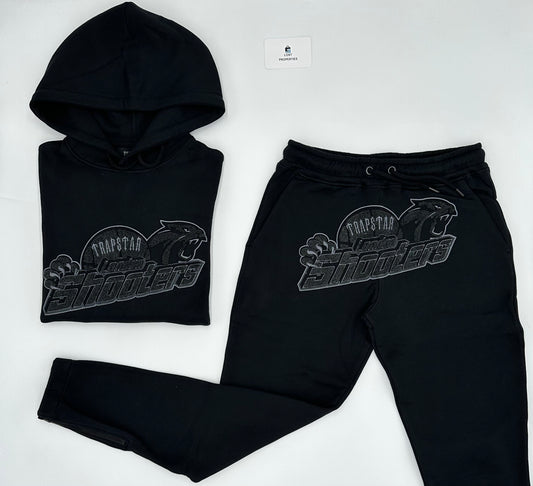 Trapstar Shooters Hoodie Tracksuit - Monochrome Edition - Black